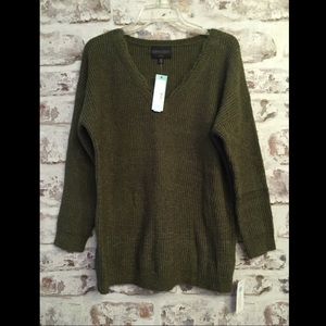 NWT Olive Green Sweater Pullover w/ Lace Trim